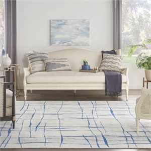 Nourison Whimsicle 100x138&quot Rectangle Fabric Area Rug in Ivory/Blue