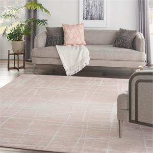 Nourison Whimsicle 100x138&quot Rectangle Contemporary Fabric Area Rug in Pink/Ivory