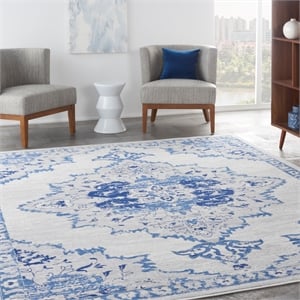 Nourison Whimsicle 100x138&quot Rectangle Traditional Fabric Area Rug in Blue