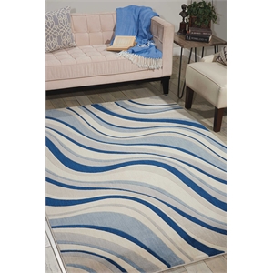 Nourison Somerset 114x156&quot Rectangle Traditional Fabric Area Rug in Blue