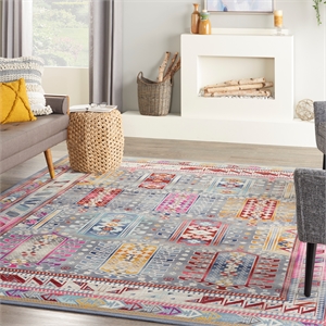 Nourison Vintage 106x142&quot Rectangle Fabric Area Rug - Multi-Color