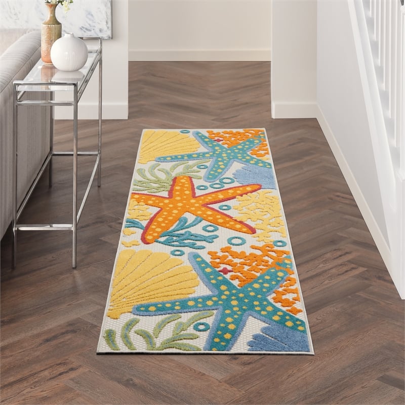 Nourison Aloha 2' x 6' Multicolor Outdoor Indoor/Outdoor Rug