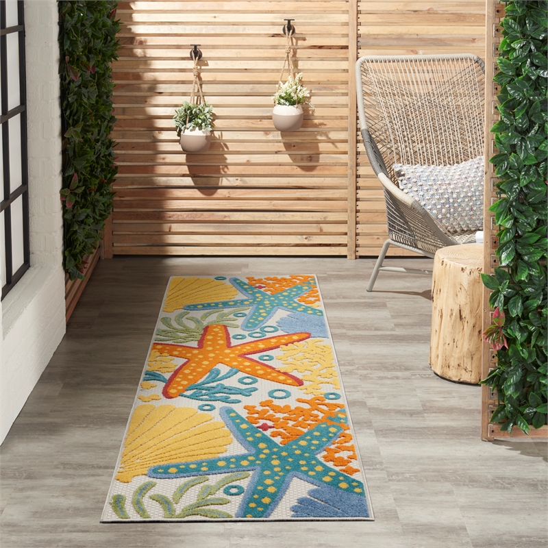 Nourison Aloha 2' x 6' Multicolor Outdoor Indoor/Outdoor Rug