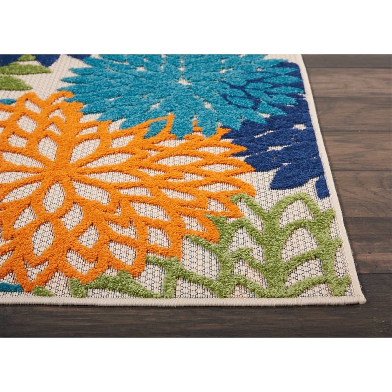 Nourison Aloha 6' Runner Multicolor Fabric Tropical Area Rug (6' Runner)