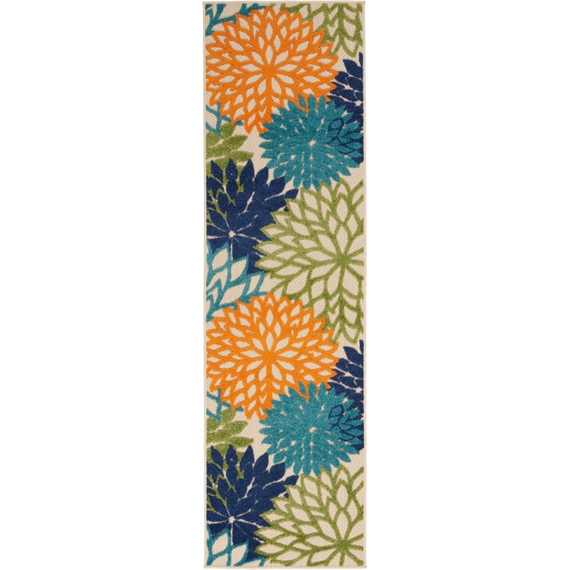 Nourison Aloha 6' Runner Multicolor Fabric Tropical Area Rug (6' Runner)