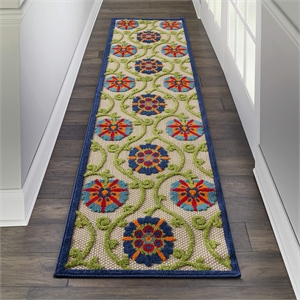 Nourison Aloha 2'3&quot x 8' Blue/Multicolor Outdoor Indoor/Outdoor Rug