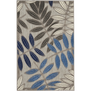 Nourison Aloha 2'8&quot x 4' Gray/Blue Outdoor Indoor/Outdoor Rug