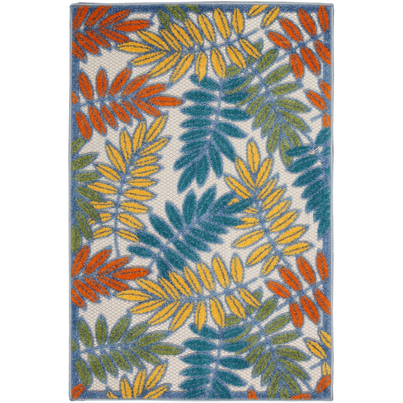 Nourison Aloha 3' x 4' Ivory Multicolor Fabric Tropical Area Rug (3' x 4')