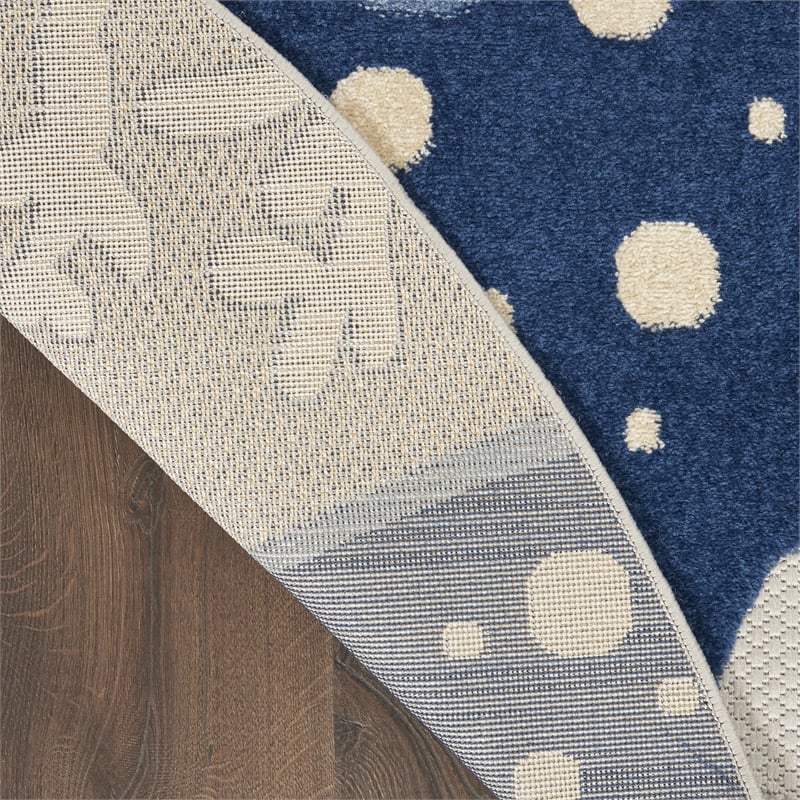 Nourison Aloha 4' x round Blue/Grey Outdoor Indoor/Outdoor Rug Polypropylene