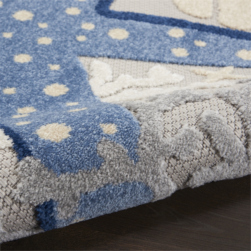 Nourison Aloha 4' x round Blue/Grey Outdoor Indoor/Outdoor Rug Polypropylene