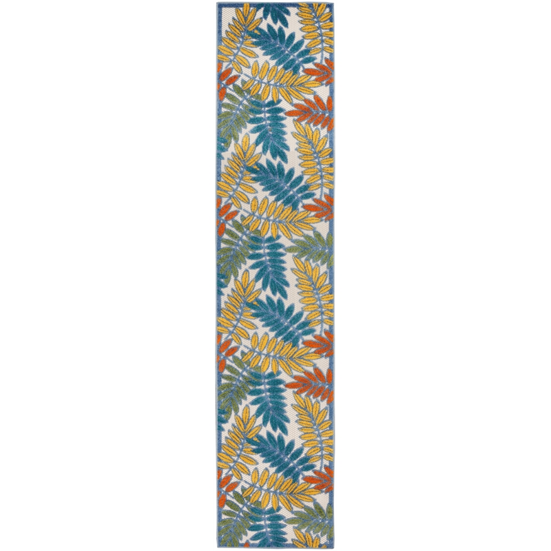 Nourison Aloha 10' Runner Ivory Multicolor Fabric Tropical Area Rug (10' Runner)