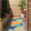 Nourison Aloha 10' Runner Multicolor Fabric Tropical Area Rug (10' Runner)
