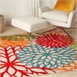 Nourison Aloha 5' x Square Green Fabric Tropical Area Rug (5' Square)