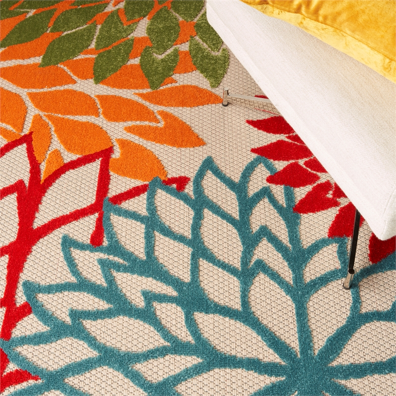 Nourison Aloha 5' x Square Green Fabric Tropical Area Rug (5' Square)
