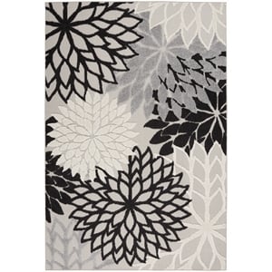 Nourison Aloha 63&quot x 89&quot Fabric Indoor/Outdoor Rug in Black/White Finish