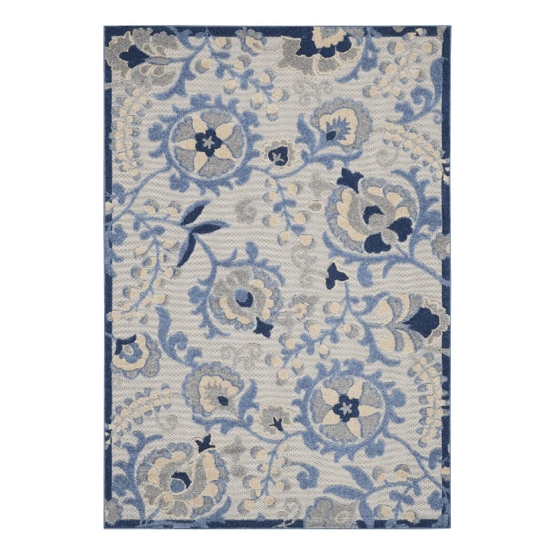 Nourison Aloha 5' x 8' Blue Gray Fabric Farmhouse Area Rug (5' x 8')