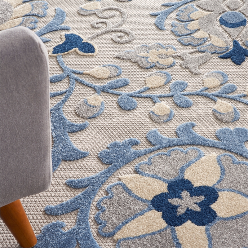 Nourison Aloha 12' x 15' Blue Gray Fabric Farmhouse Area Rug (12' x 15')