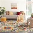 Nourison Aloha 12' x 15' Ivory Multicolor Fabric Farmhouse Area Rug (12' x 15')