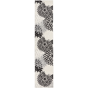 Nourison Aloha 12' Runner Black White Fabric Tropical Area Rug (12' Runner)