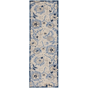 Nourison Aloha 6' Runner Blue Gray Fabric Farmhouse Area Rug (6' Runner)