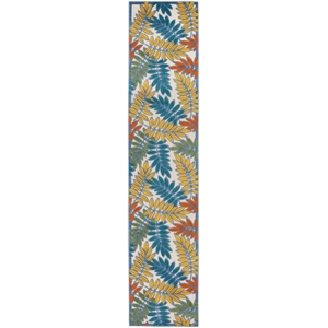 Nourison Aloha 12' Runner Ivory Multicolor Fabric Tropical Area Rug (12' Runner)