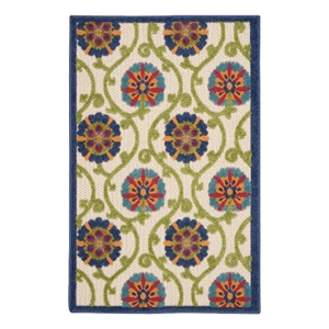 Nourison Aloha 2'8&quot x 4' Blue/Multicolor Outdoor Indoor/Outdoor Rug