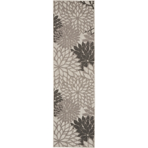 nourison aloha 2' x 6' silver grey outdoor indoor/outdoor rug