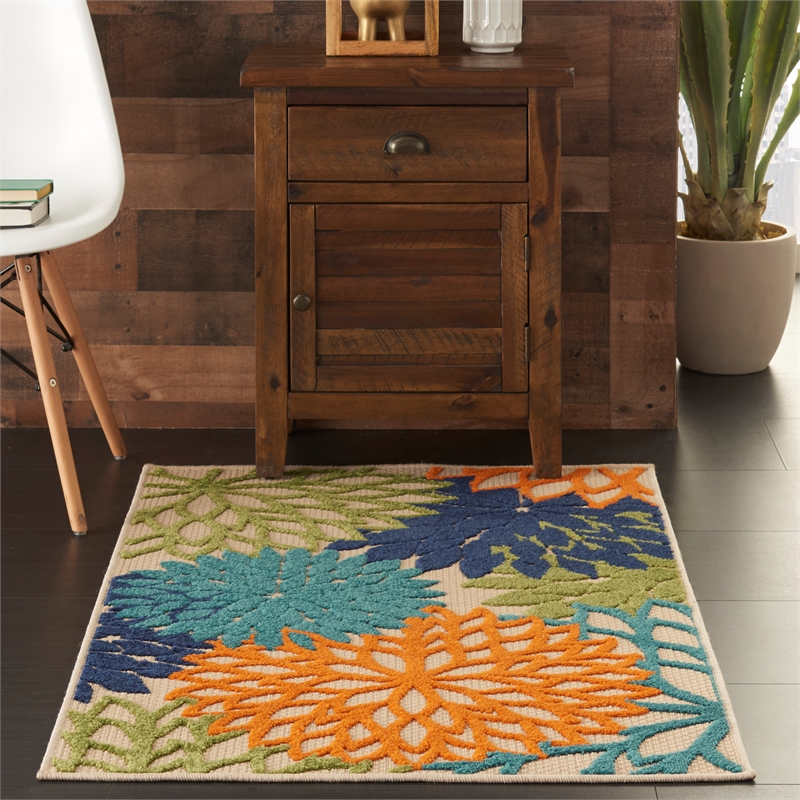Nourison Aloha 3' x 4' Multicolor Fabric Tropical Area Rug (3' x 4')
