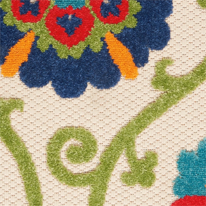 Nourison Aloha 4' x ROUND Blue/Multicolor Outdoor Indoor/Outdoor Rug