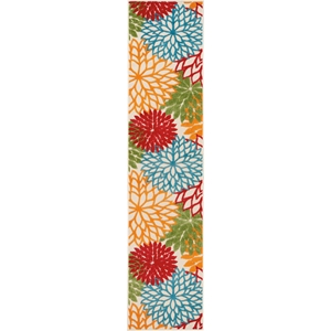 Nourison Aloha 10' Runner Green Fabric Tropical Area Rug (10' Runner)