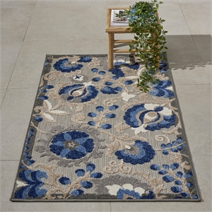 Nourison Aloha 2'8&quot x 4' Natural/Blue Outdoor Indoor/Outdoor Rug