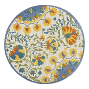 Nourison Aloha 4' x round Multicolor Outdoor Indoor/Outdoor Rug Polypropylene