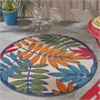 Nourison Aloha 4' x Round Multicolor Fabric Tropical Area Rug (4' Round)