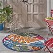 Nourison Aloha 4' x Round Multicolor Fabric Tropical Area Rug (4' Round)