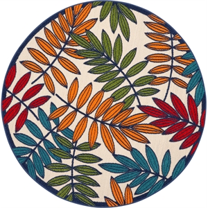 Nourison Aloha 4' x Round Multicolor Fabric Tropical Area Rug (4' Round)