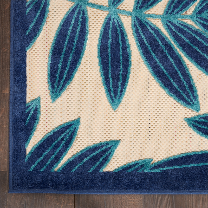 Nourison Aloha 6' x 9' Navy Blue and White Fabric Tropical Area Rug (6' x 9')