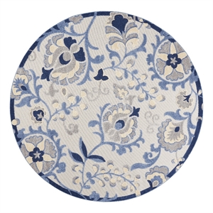 Nourison Aloha 8' x Round Blue Gray Fabric Farmhouse Area Rug (8' Round)