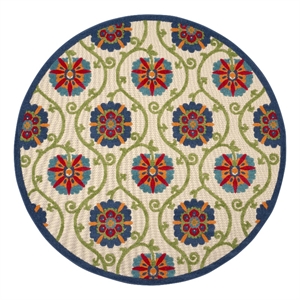 Nourison Aloha 7'10&quot x ROUND Blue/Multicolor Outdoor Indoor/Outdoor Rug