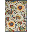 Nourison Aloha 5' x 8' Ivory Multicolor Fabric Farmhouse Area Rug (5' x 8')