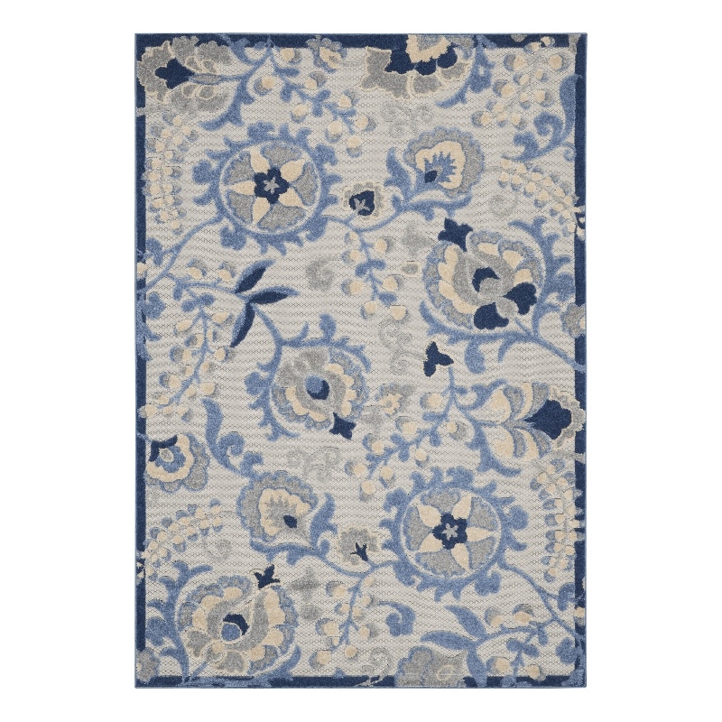 Nourison Aloha 6' x 9' Blue Gray Fabric Farmhouse Area Rug (6' x 9')