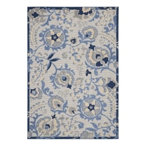 Nourison Aloha 6' x 9' Blue Gray Fabric Farmhouse Area Rug (6' x 9')