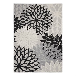 Nourison Aloha 7'10&quot x 10'6&quot Black White Fabric Tropical Area Rug