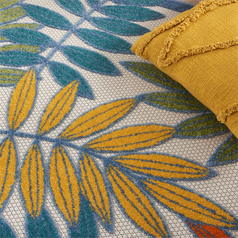 Nourison Aloha 6' x 9' Ivory Multicolor Fabric Tropical Area Rug (6' x 9')