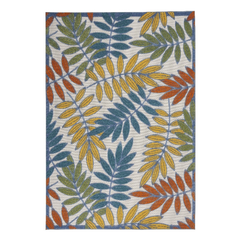 Nourison Aloha 6' x 9' Ivory Multicolor Fabric Tropical Area Rug (6' x 9')