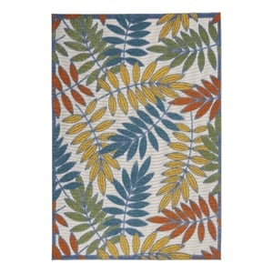 Nourison Aloha 6' x 9' Ivory Multicolor Fabric Tropical Area Rug (6' x 9')