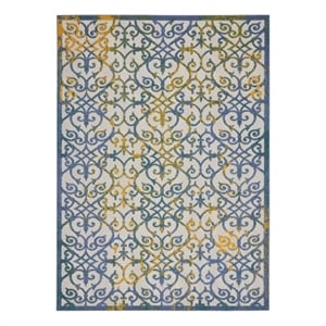 Nourison Aloha 7'10&quot x 10'6&quot Ivory Blue Outdoor Indoor/Outdoor Rug Polypropylene