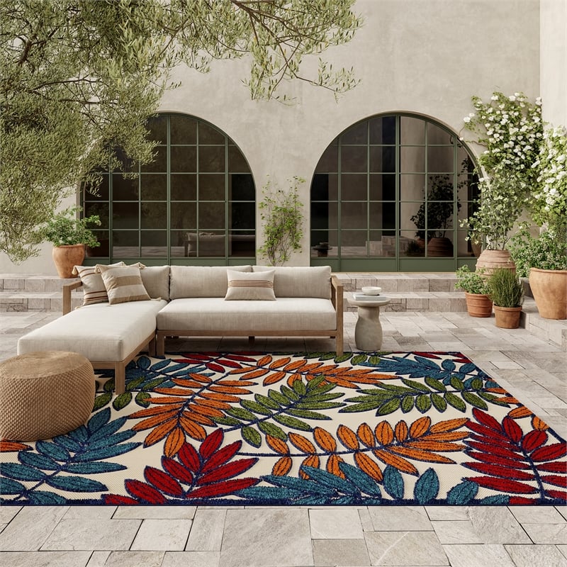 Nourison Aloha 6' x 9' Multicolor Fabric Tropical Area Rug (6' x 9')