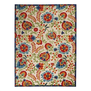 Nourison Aloha 8' x 11' Multi-Color Fabric Farmhouse Indoor/Outdoor Area Rug