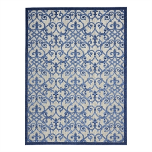 Nourison Aloha 9'6&quot x 13' Gray/Blue Outdoor Indoor/Outdoor Rug Polypropylene