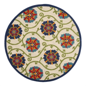 Nourison Aloha 5'3&quot x ROUND Blue/Multicolor Outdoor Indoor/Outdoor Rug